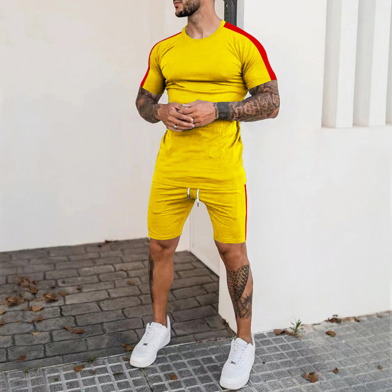 Men's sports set with short sleeves and shorts with contrasting details Lune London