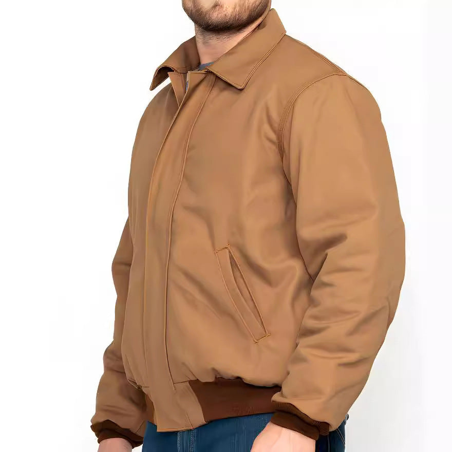 Insulated transitional jacket for men with high collar and practical pockets Lune London