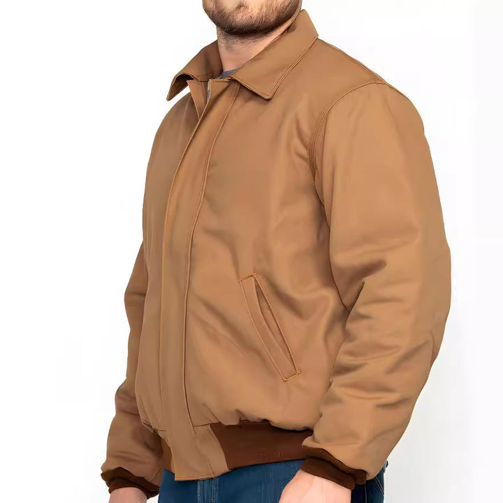 Insulated transitional jacket for men with high collar and practical pockets Lune London
