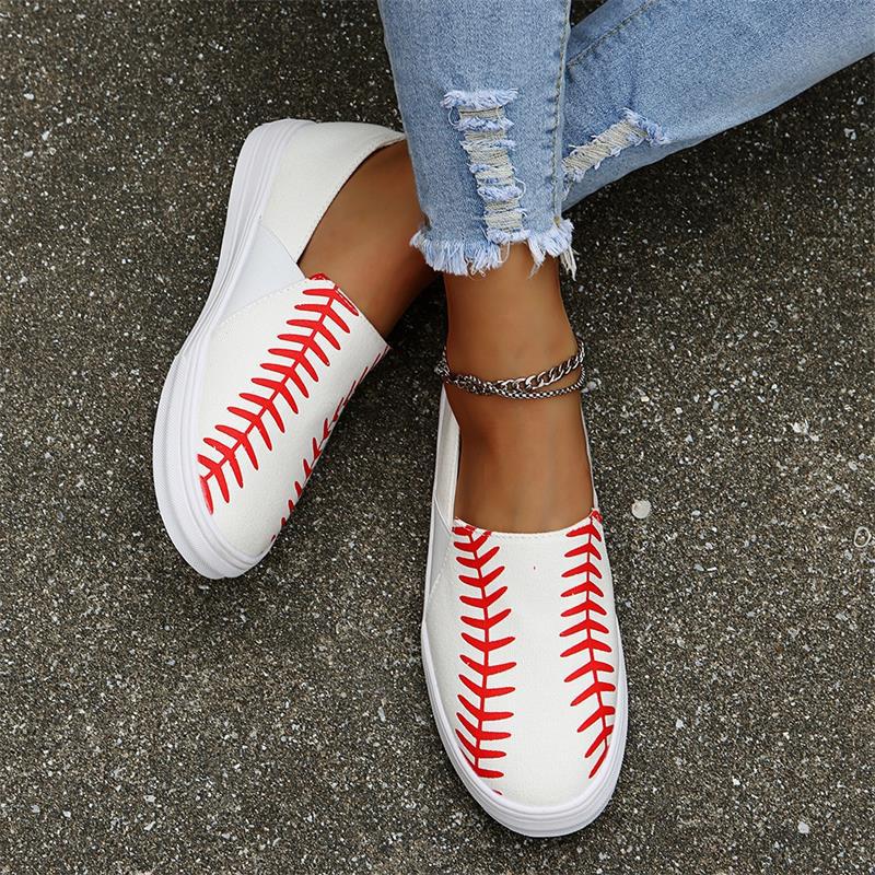 Casual slip-on sneakers for women with sporty baseball design Lune London