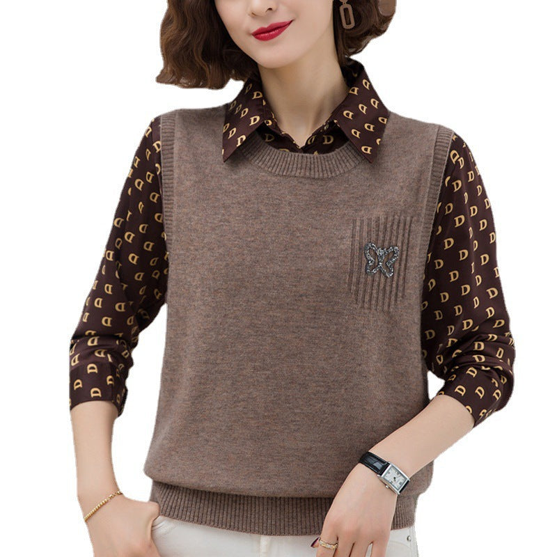 Women Fashion Knitted Vest with Decorative Butterfly Pattern Lune London
