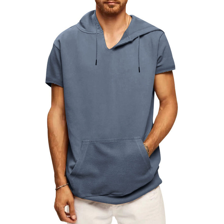 Men's Short Sleeve Hoodie with Practical Kangaroo Pocket Lune London