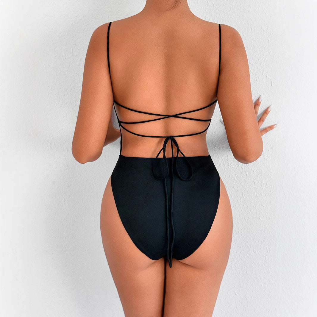 Women's bodysuit with deep neckline and narrow straps Lune London