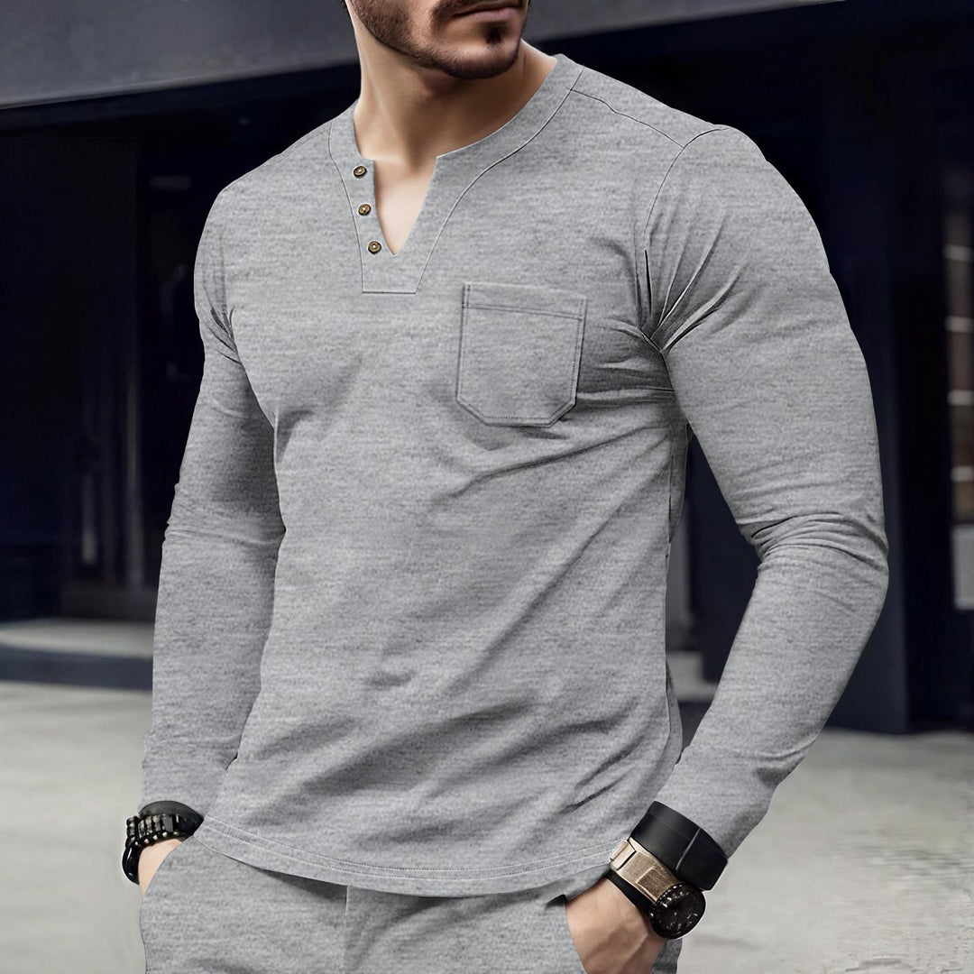 Men's long sleeve shirt with button placket and chest pocket Lune London