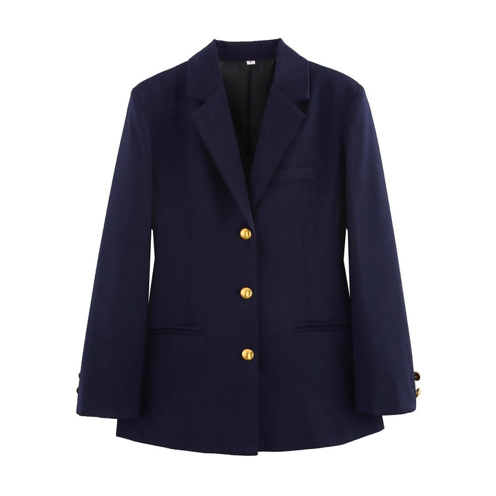 Plaid blazer for women with gold button details Lune London
