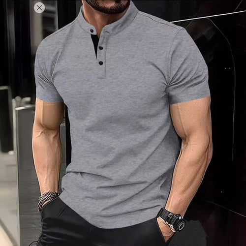Men's polo shirt with modern stand-up collar and contrasting buttons Lune London