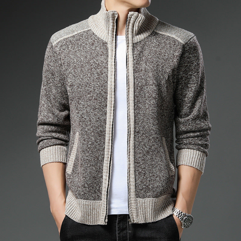 Men's knit jacket with high collar and practical pockets Lune London