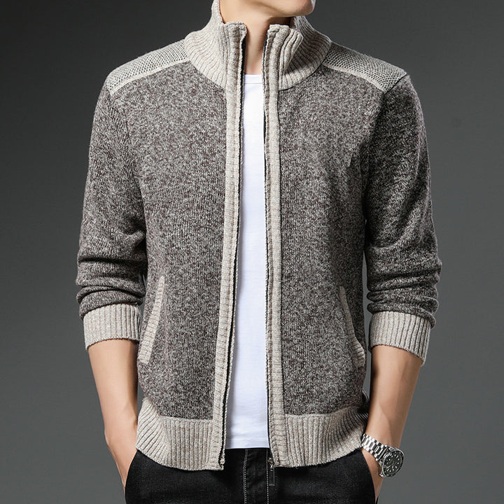 Men's knit jacket with high collar and practical pockets Lune London