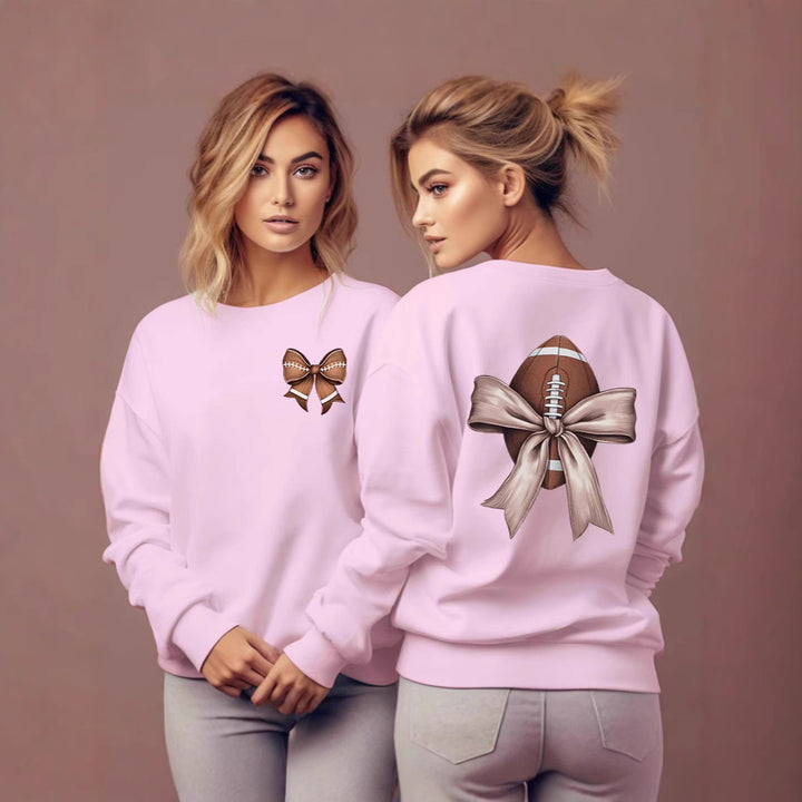 Sweat-shirt pour femmes avec motif de football mignon et accent de nœud Chic & Stil