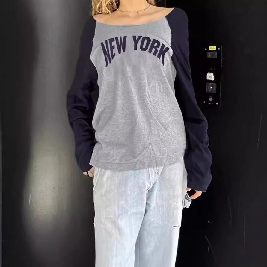 Ladies Casual Sweatshirt with Trendy Print and Contrasting Sleeves Lune London