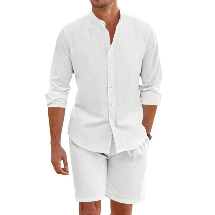 Casual shirt and shorts set for men in lightweight linen material Lune London