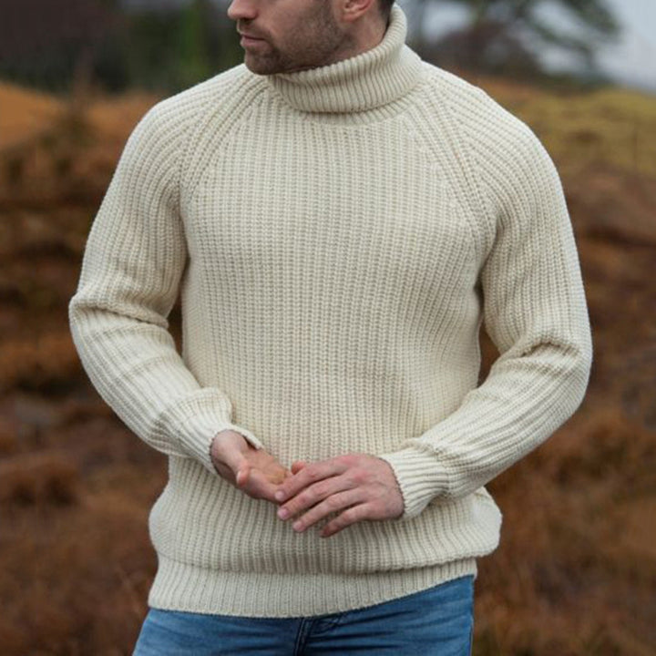 Men's chunky knit sweater with foldable turtleneck Lune London