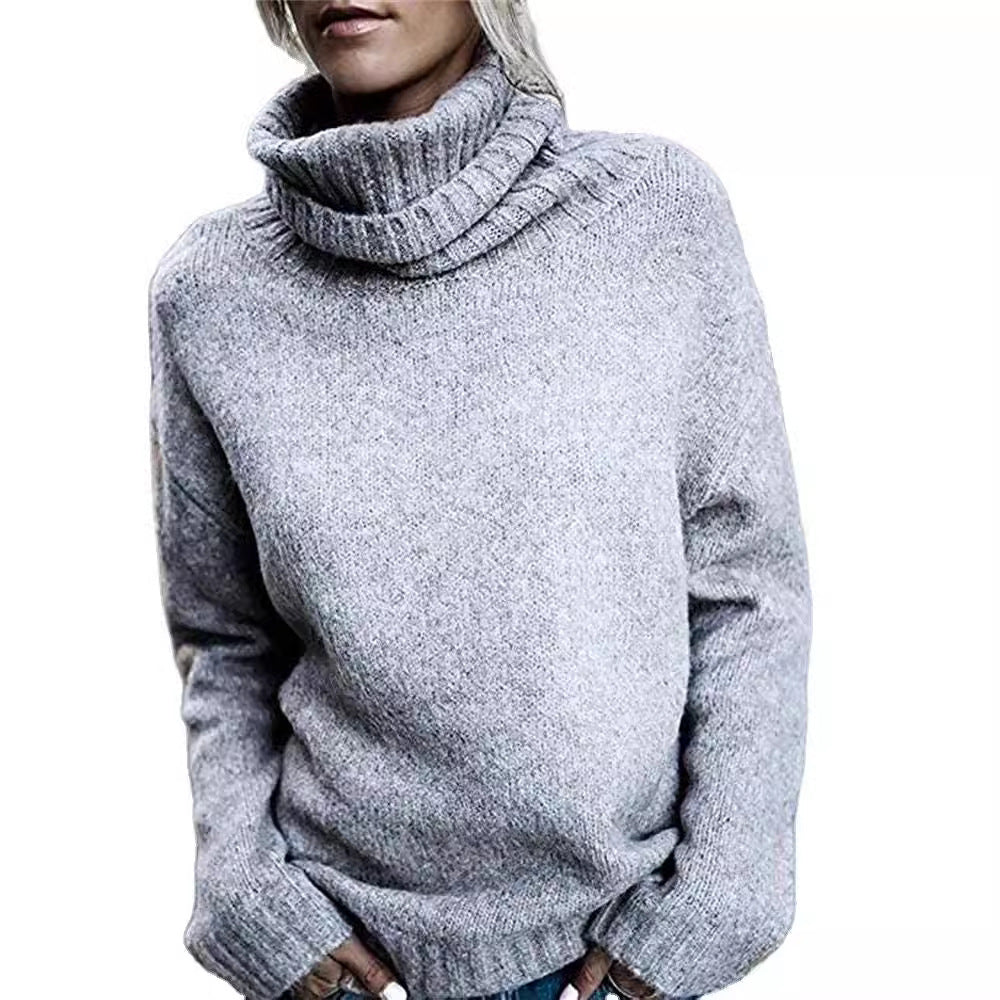 Chunky knit sweater for women with high collar and relaxed fit Lune London
