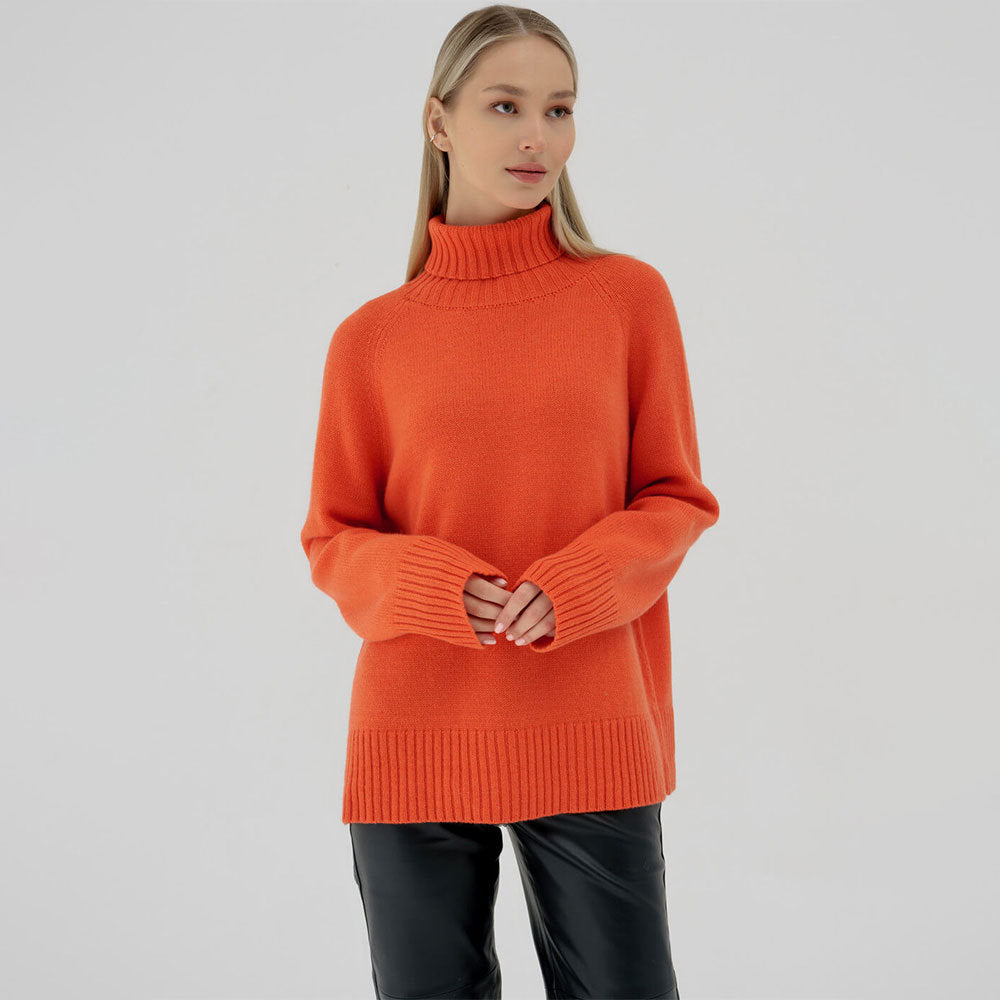 Pull en tricot pour dames avec col montant et coupe décontractée Chic & Stil