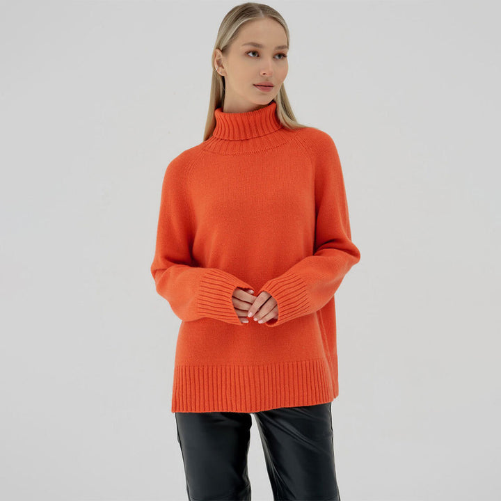 Pull en tricot pour dames avec col montant et coupe décontractée Chic & Stil