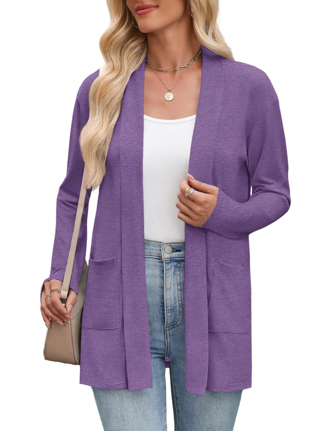 Longline cardigan for women with trendy button details and an open front closure Lune London