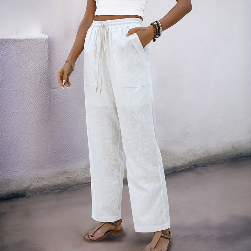 Light wide pants for women with drawstring Lune London