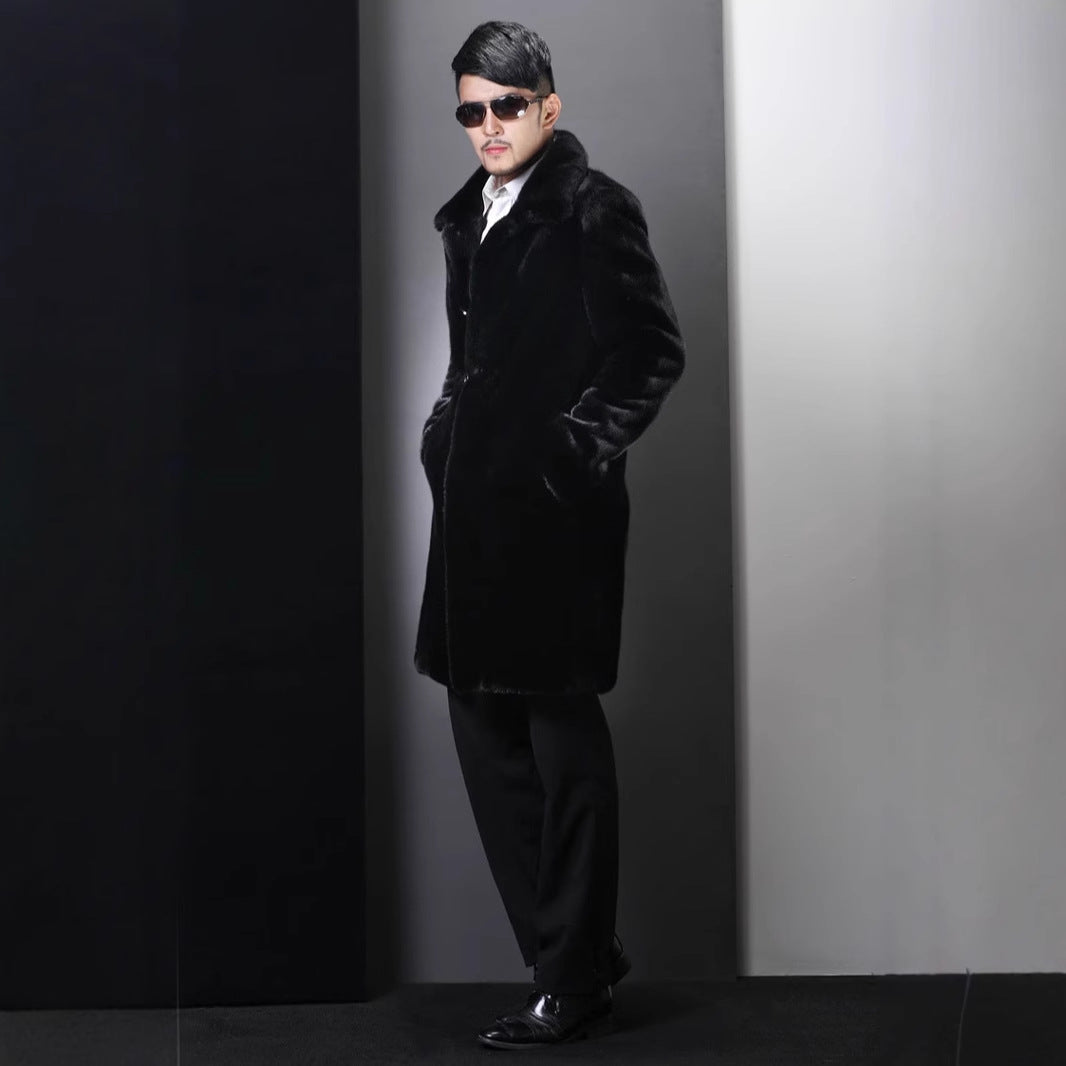 Elegant faux fur coat for men with deep collar Lune London