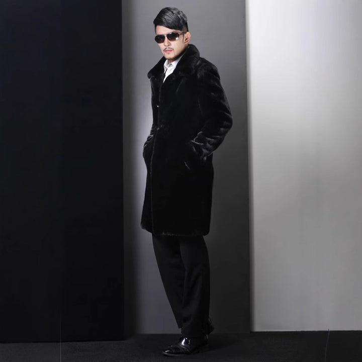 Elegant faux fur coat for men with deep collar Lune London