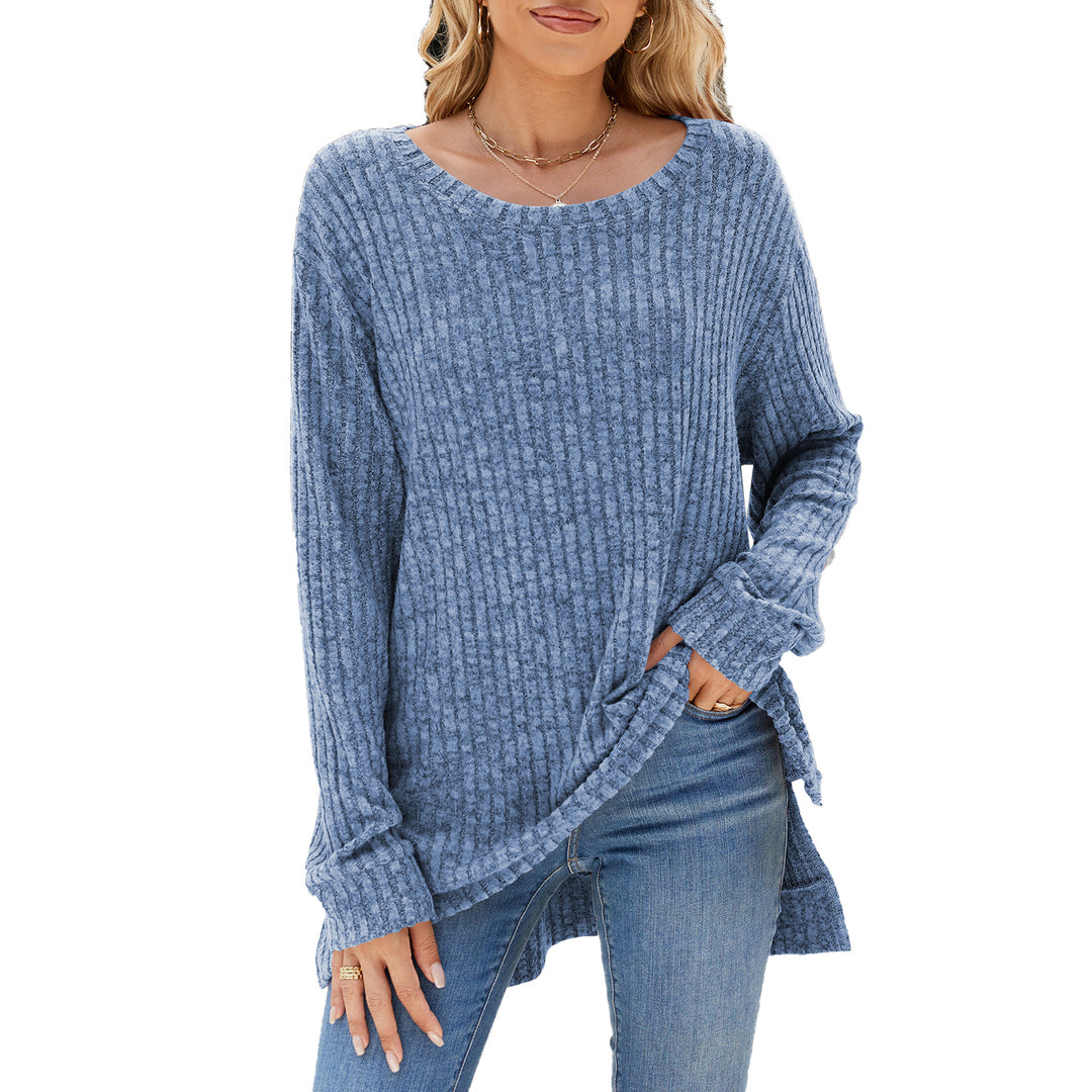 Lune London Ribbed Velvet Long Sleeve Casual T-Shirt for Women