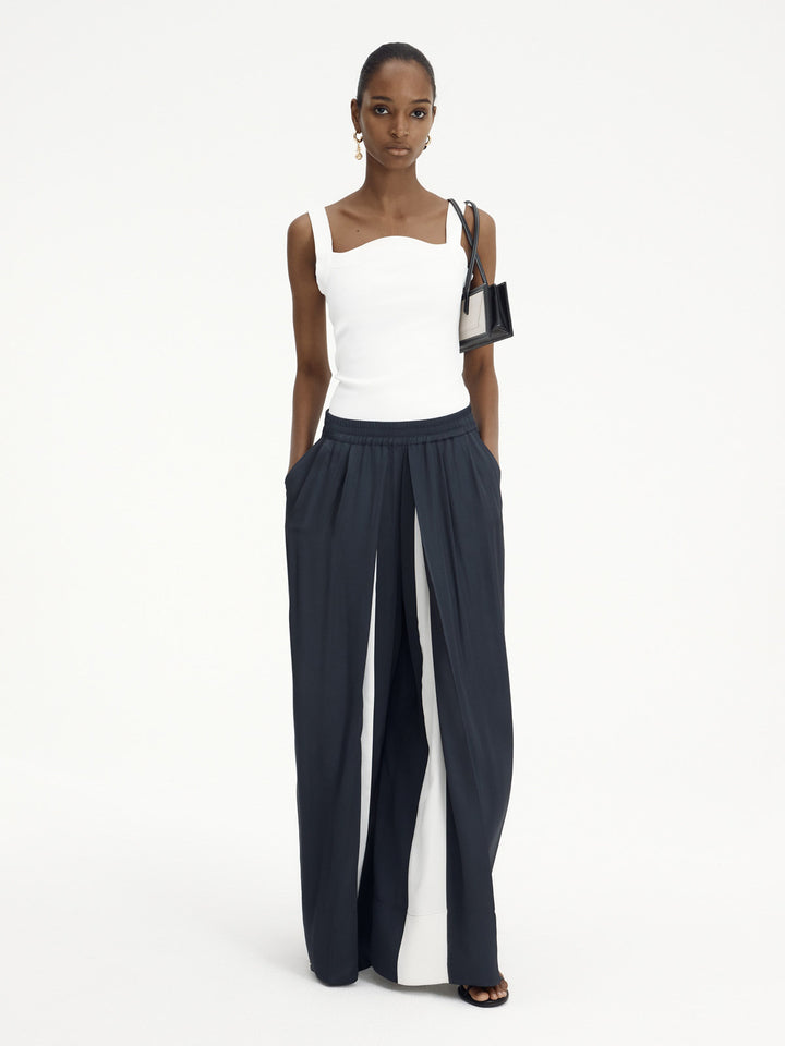 Pantalons larges taille haute pour femmes avec inserts latéraux Chic & Stil