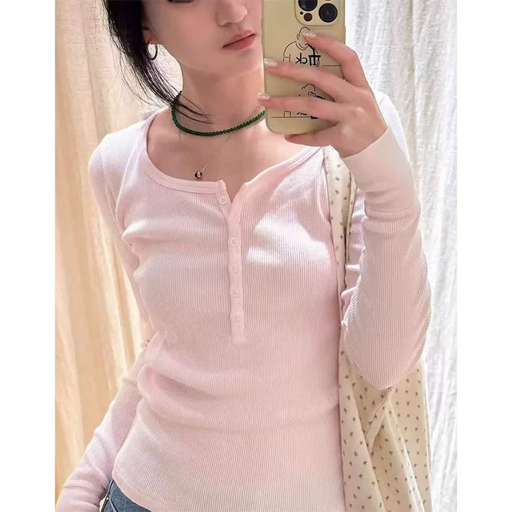 Chemise à manches longues pour femme avec patte de boutonnage et structure côtelée fine Chic & Stil