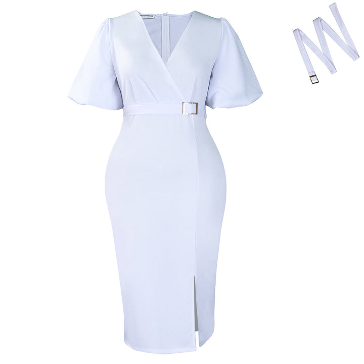 Wrap dress for women with elegant buckle accentuated Lune London