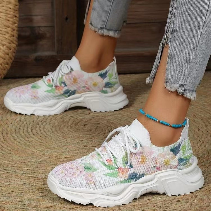 Trendy women's sneakers with floral design and cushioned sole Lune London