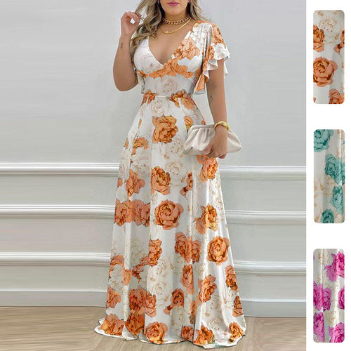 Robe maxi femme avec motif floral romantique Chic & Stil