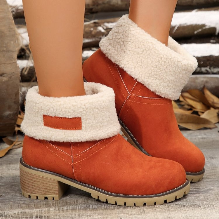Women's warm booties with lamb fur collar Lune London