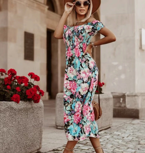 Chic Floral Off-Shoulder Maxi Dress for Women