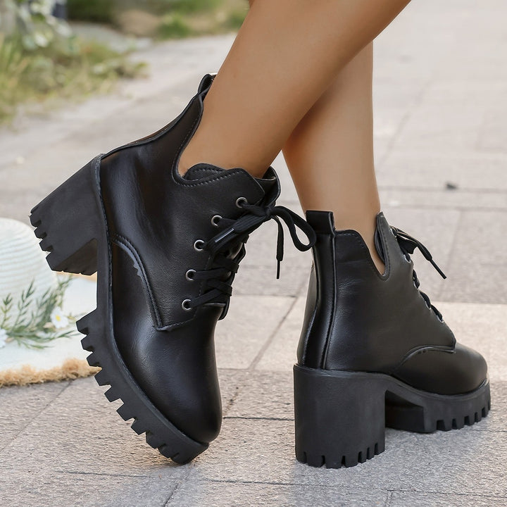 Lace-up ankle boots for women with a sturdy block heel and a non-slip sole Lune London