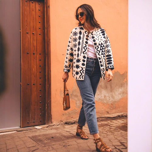 Women's sports jacket with a modern geometric pattern and lightweight material Lune London