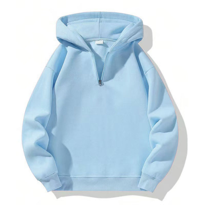 Women Fleece Hooded Pullover with Short Zip Opening Lune London