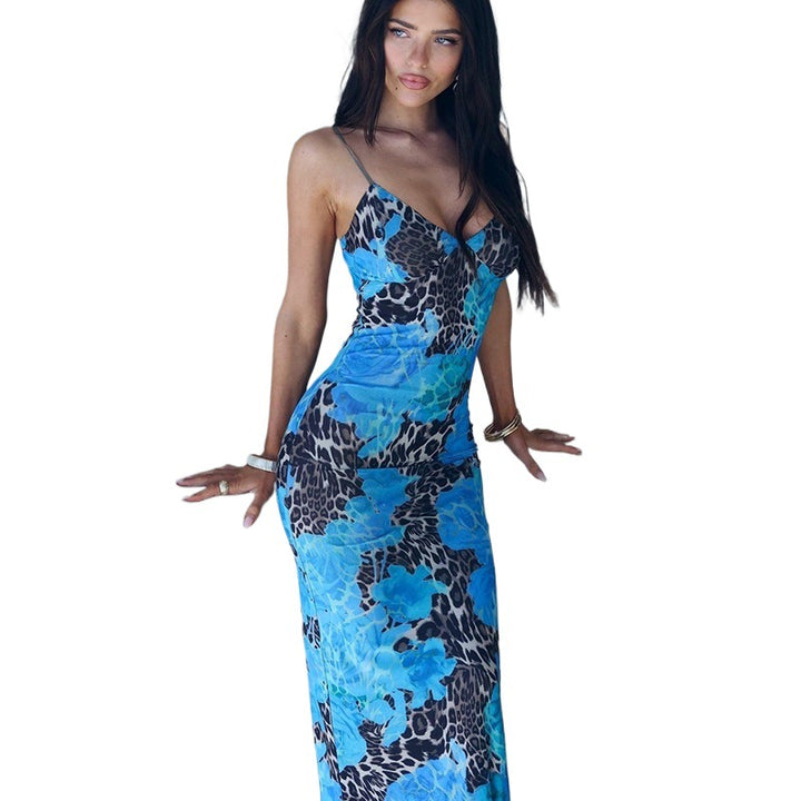 Ladies Elegant Maxi Dress with Floral and Chic Animal Print