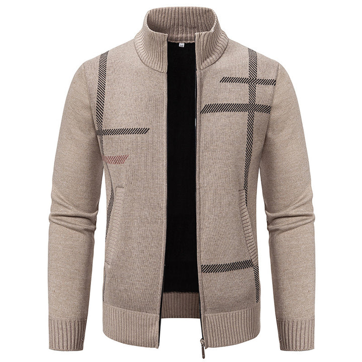 Men's knit jacket with graphic patterns and high collar Lune London