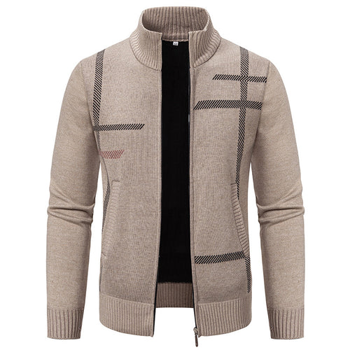Men's knit jacket with graphic patterns and high collar Lune London