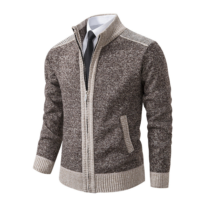 Elegant knitted jacket for men with high collar and zipper Lune London