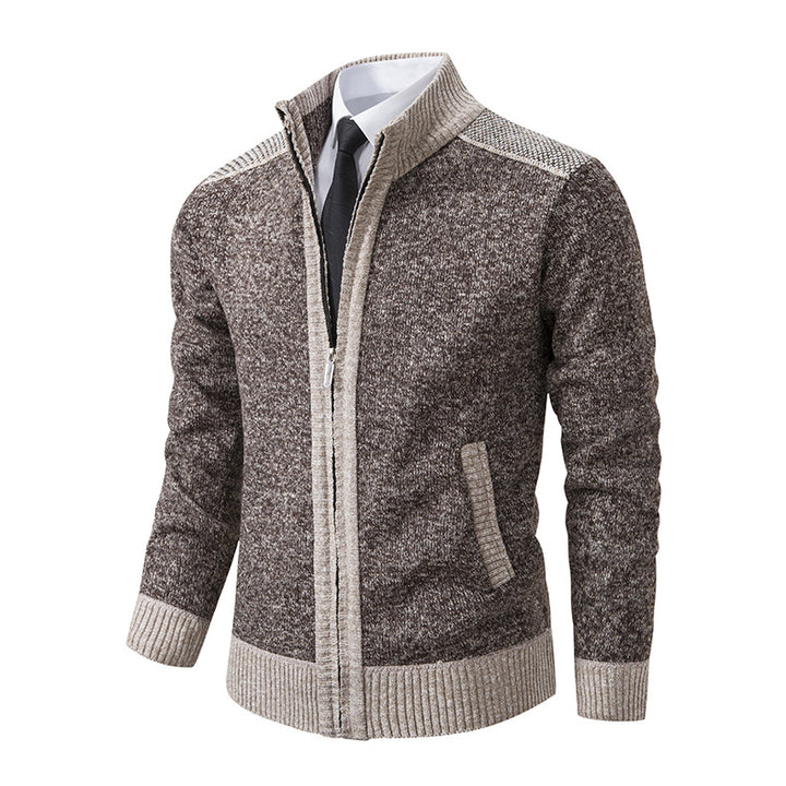 Elegant knitted jacket for men with high collar and zipper Lune London