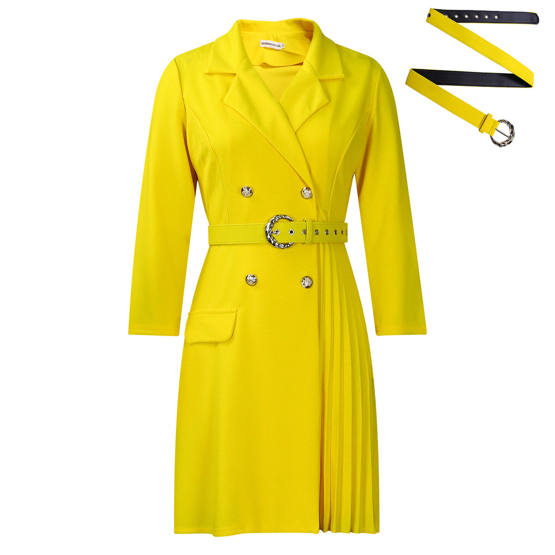 Blazer dress for women with fitted belt and elegant button details Lune London