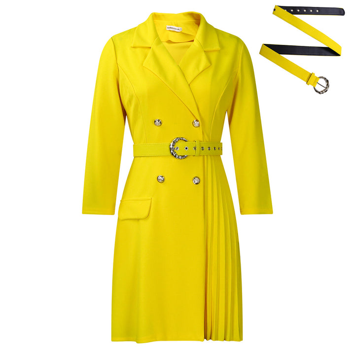 Blazer dress for women with fitted belt and elegant button details Lune London
