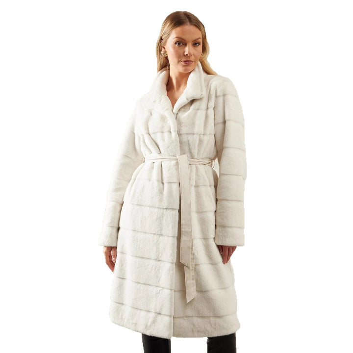 Ladies Cozy Marked Coat with Hidden Belt Lune London