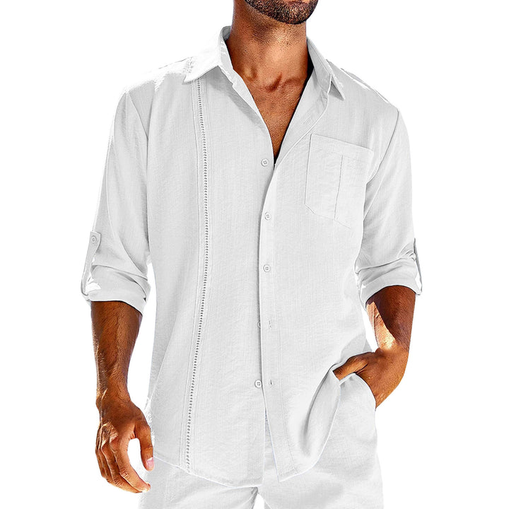 Casual long sleeve shirt for men with decorative button placket and chest pocket Lune London