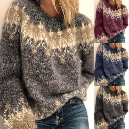 Comfortable knitted sweater for women with a modern pattern and voluminous sleeves Lune London