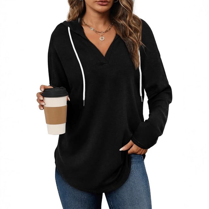 Women's casual hoodie with V-neck and long sleeves Lune London