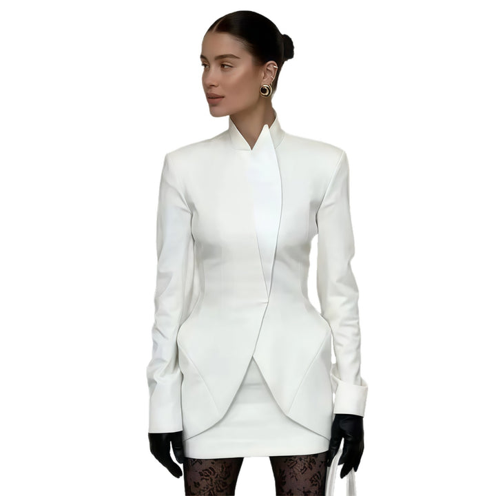 Women Elegant Blazer with Asymmetric Cut and Fitted Design Lune London