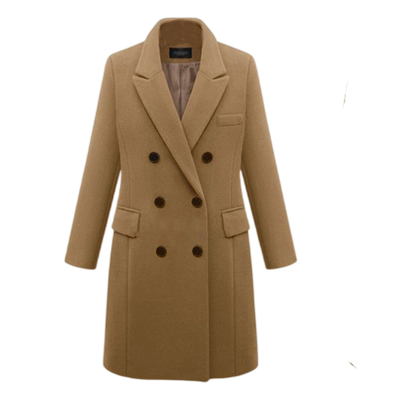 Elegant wool coat for women with double-breasted buttons and pockets Lune London