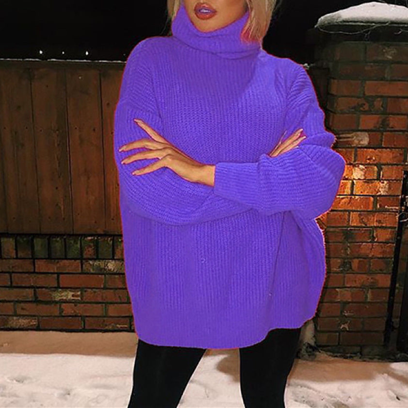 Oversized chunky knit turtleneck sweater for women Lune London
