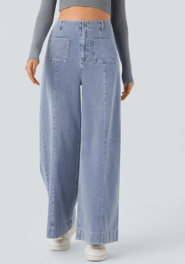 Jean large femme avec poches haute Chic & Stil
