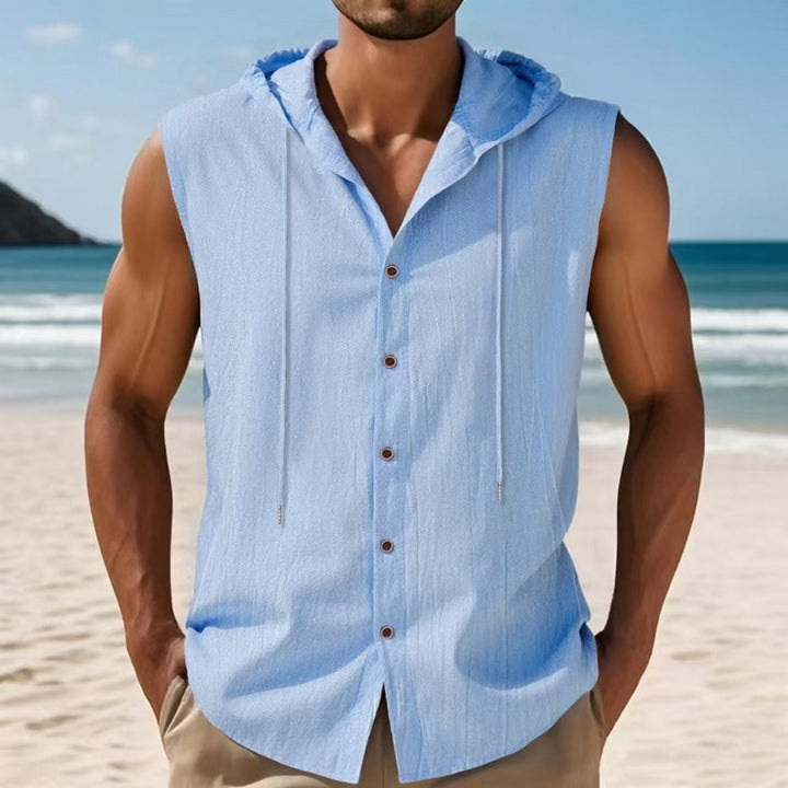 Sleeveless shirt for men with hood and button closure Lune London